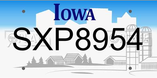 SXP8954 Iowa License Plate