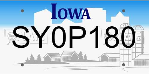 SY0P180 Iowa License Plate
