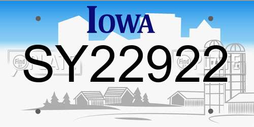 SY22922 Iowa License Plate