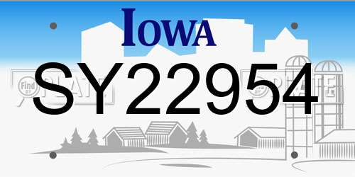 SY22954 Iowa License Plate