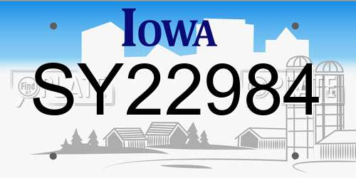 SY22984 Iowa License Plate