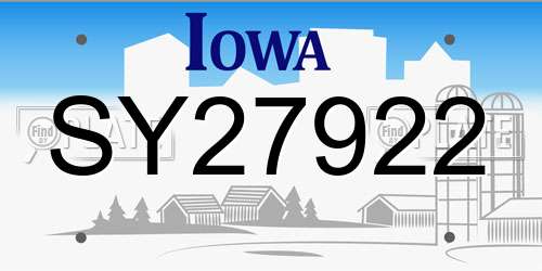 SY27922 Iowa License Plate
