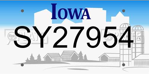 SY27954 Iowa License Plate