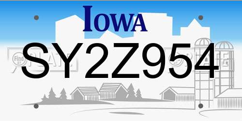 SY2Z954 Iowa License Plate