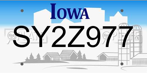 SY2Z977 Iowa License Plate