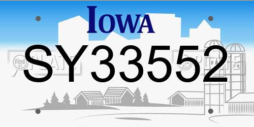SY33552 Iowa License Plate