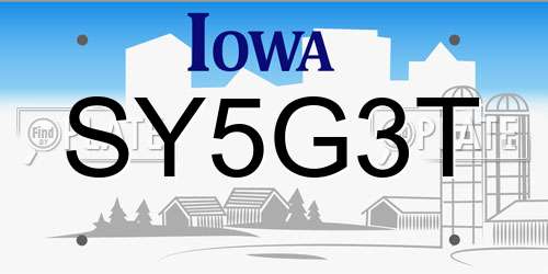 SY5G3T Iowa License Plate