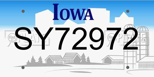 SY72972 Iowa License Plate