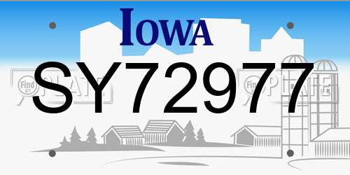 SY72977 Iowa License Plate