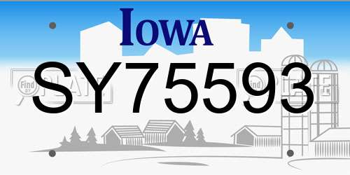 SY75593 Iowa License Plate