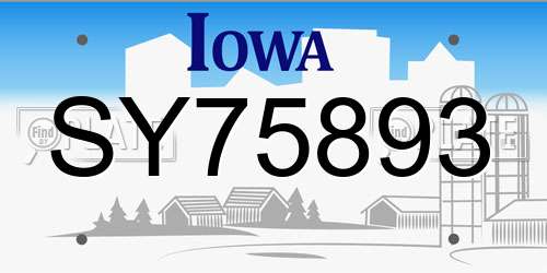 SY75893 Iowa License Plate