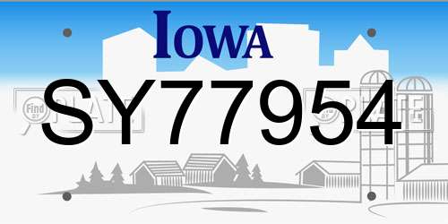 SY77954 Iowa License Plate