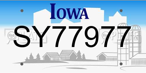 SY77977 Iowa License Plate