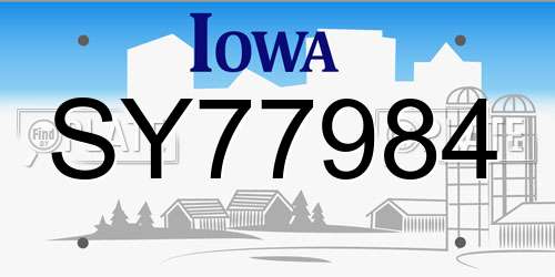 SY77984 Iowa License Plate