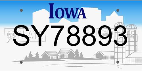 SY78893 Iowa License Plate