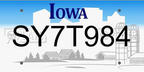 SY7T984 Iowa License Plate