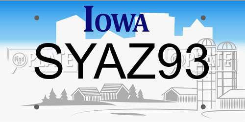 SYAZ93 Iowa License Plate