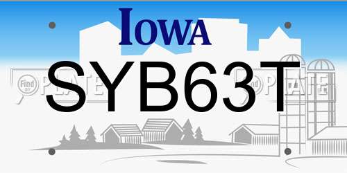SYB63T Iowa License Plate
