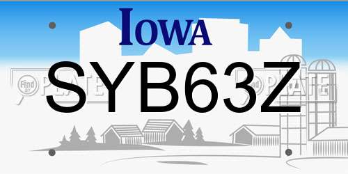 SYB63Z Iowa License Plate