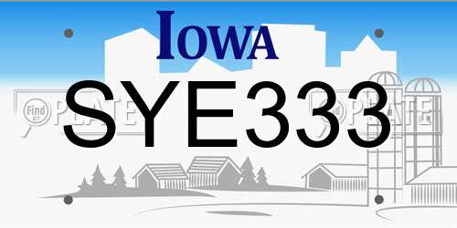 SYE333 Iowa License Plate