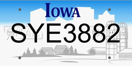 SYE3882 Iowa License Plate