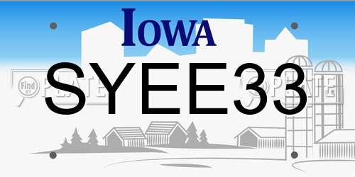 SYEE33 Iowa License Plate
