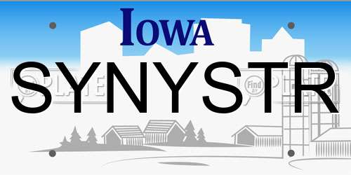 SYNYSTR Iowa License Plate