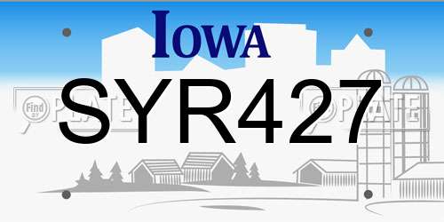 SYR427 Iowa License Plate