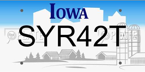 SYR42T Iowa License Plate