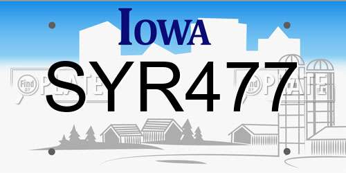 SYR477 Iowa License Plate