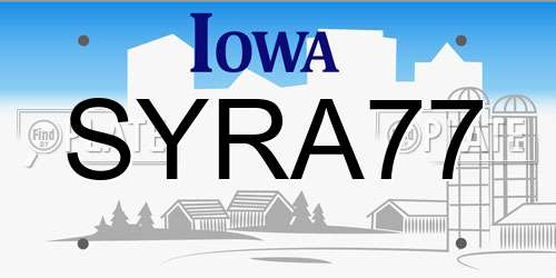 SYRA77 Iowa License Plate