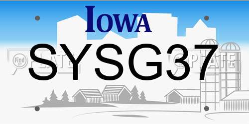 SYSG37 Iowa License Plate