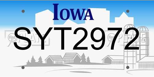 SYT2972 Iowa License Plate
