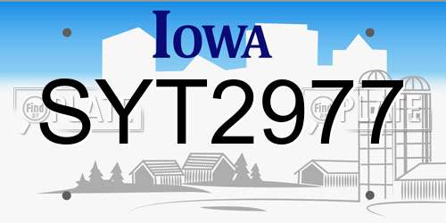 SYT2977 Iowa License Plate