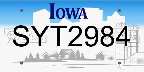 SYT2984 Iowa License Plate