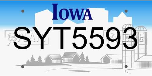 SYT5593 Iowa License Plate