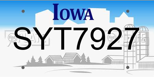 SYT7927 Iowa License Plate