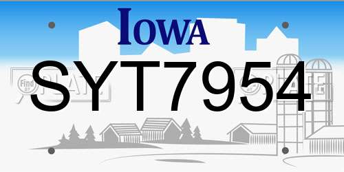 SYT7954 Iowa License Plate