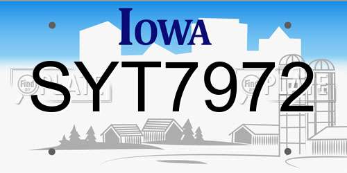 SYT7972 Iowa License Plate