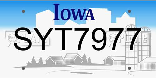SYT7977 Iowa License Plate