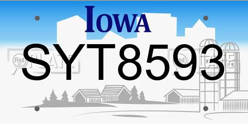 SYT8593 Iowa License Plate