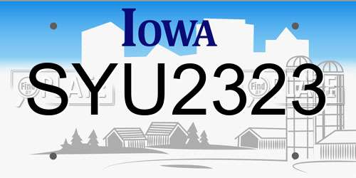SYU2323 Iowa License Plate