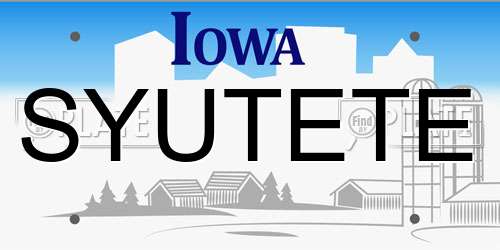 SYUTETE Iowa License Plate