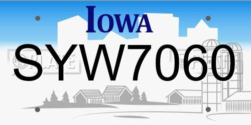 SYW7060 Iowa License Plate
