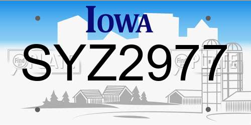 SYZ2977 Iowa License Plate