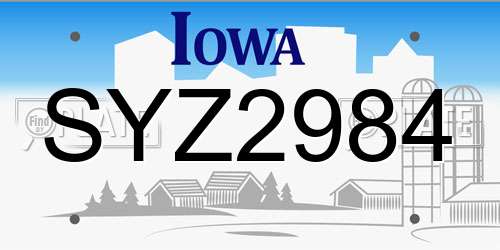 SYZ2984 Iowa License Plate