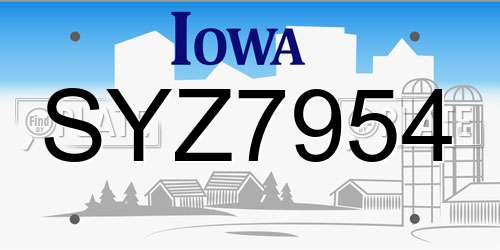 SYZ7954 Iowa License Plate