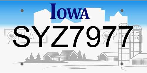 SYZ7977 Iowa License Plate