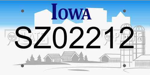SZ02212 Iowa License Plate