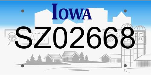 SZ02668 Iowa License Plate